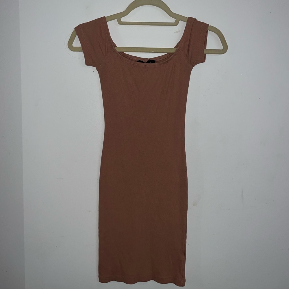 Brand New Nude Off-The-Shoulder Bodycon Dress